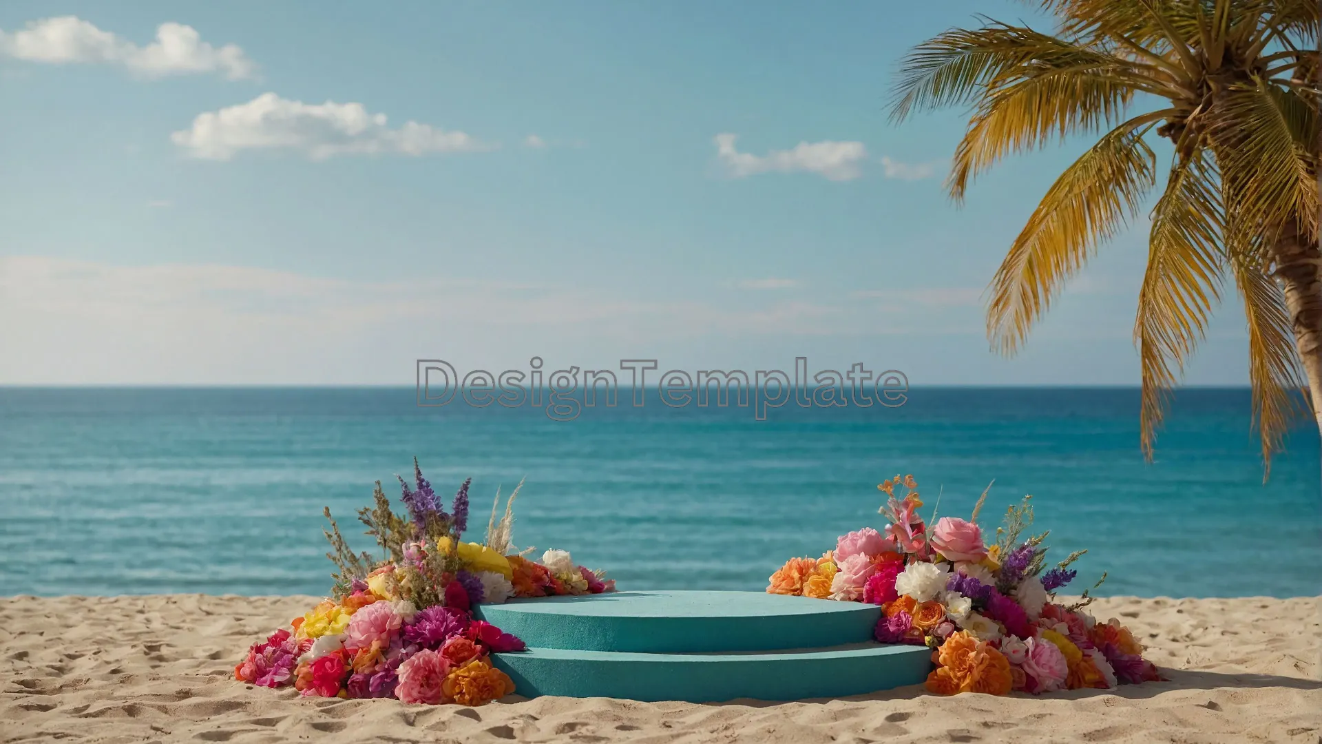 Eye-Catching Background with a 3D Circle Podium in Bright Summer Sale Colors image